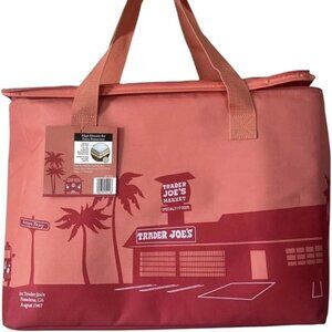 Trader Joe's Large Peach Insulated Cooler Bag Tote Spring Summer NWT